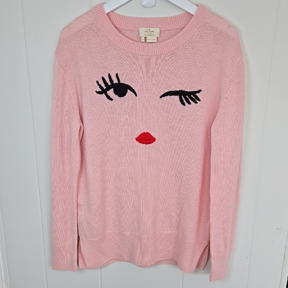 Kate Spade Women's Pink Wink Wool Blend Crew Neck Sweater, Small - Picture 10 of 10